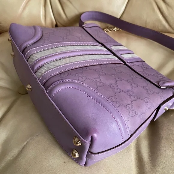Gucci GG Embossed Guccissima Leather Treasure Bag Lavender Lock/Key Chain COA - Picture 9 of 15